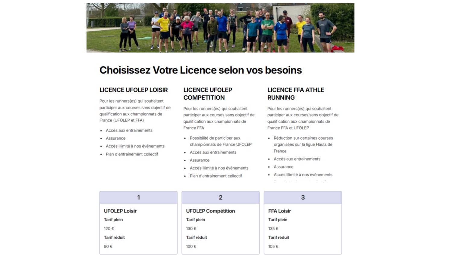 Modalités de Licences UFOLEP et FFA pour l'inscriptions Modalités de Licences UFOLEP et FFA pour l'inscriptions
