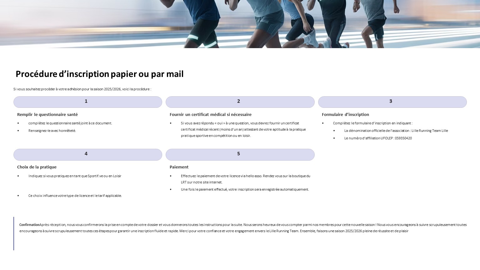 PremiÚre page processus d'adhésion au Lille Running Team PremiÚre page processus d'adhésion au Lille Running Team